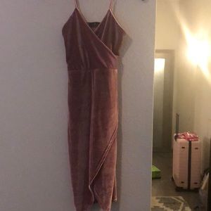 Pink velvet urban outfitters dress